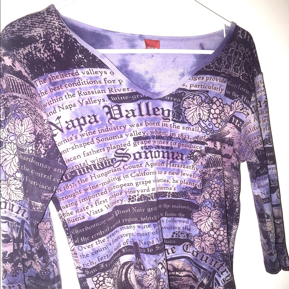 Glima - Printed Purple & Black Blouse. Medium.